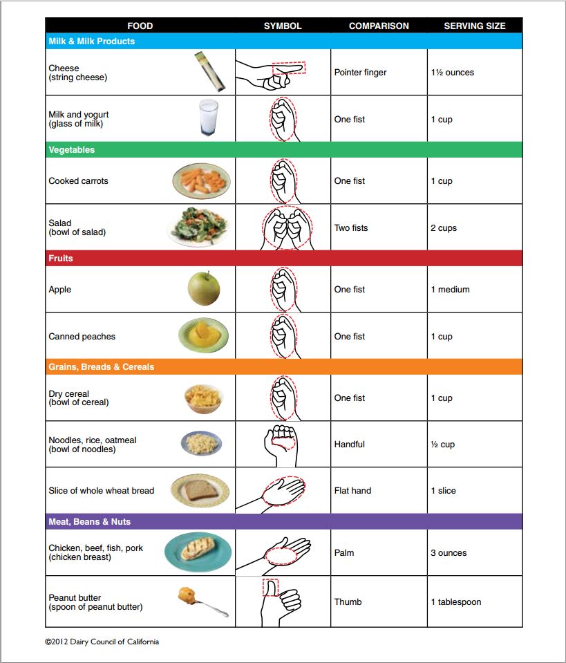 Serving Size Chart For Adults