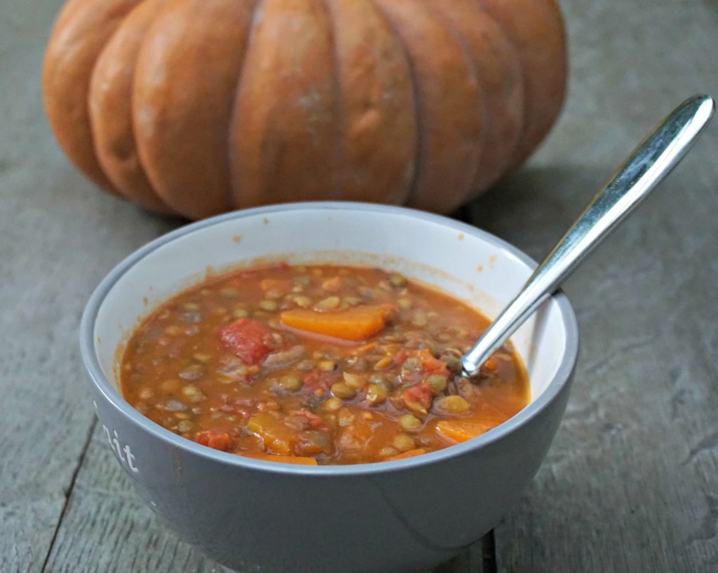 Pumpkin Tomato Lentil Soup