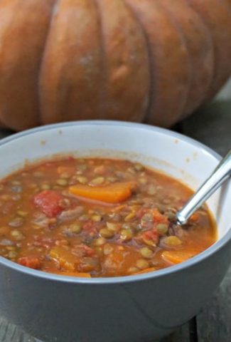 Pumpkin Tomato Lentil Soup