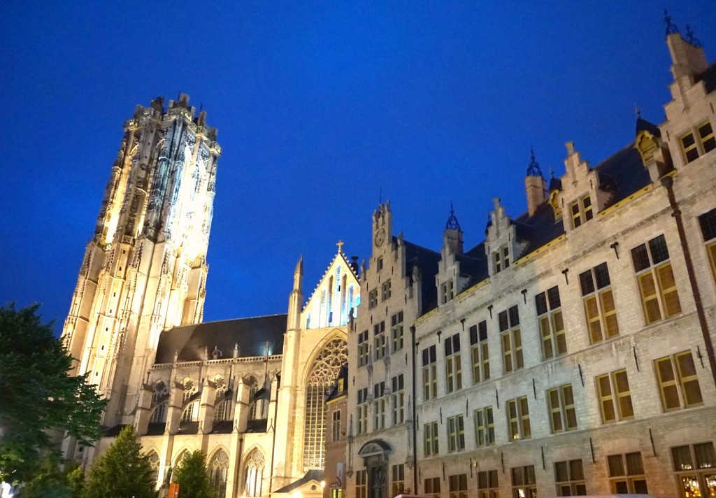 Mechelen St Rumbold Cathedral at night