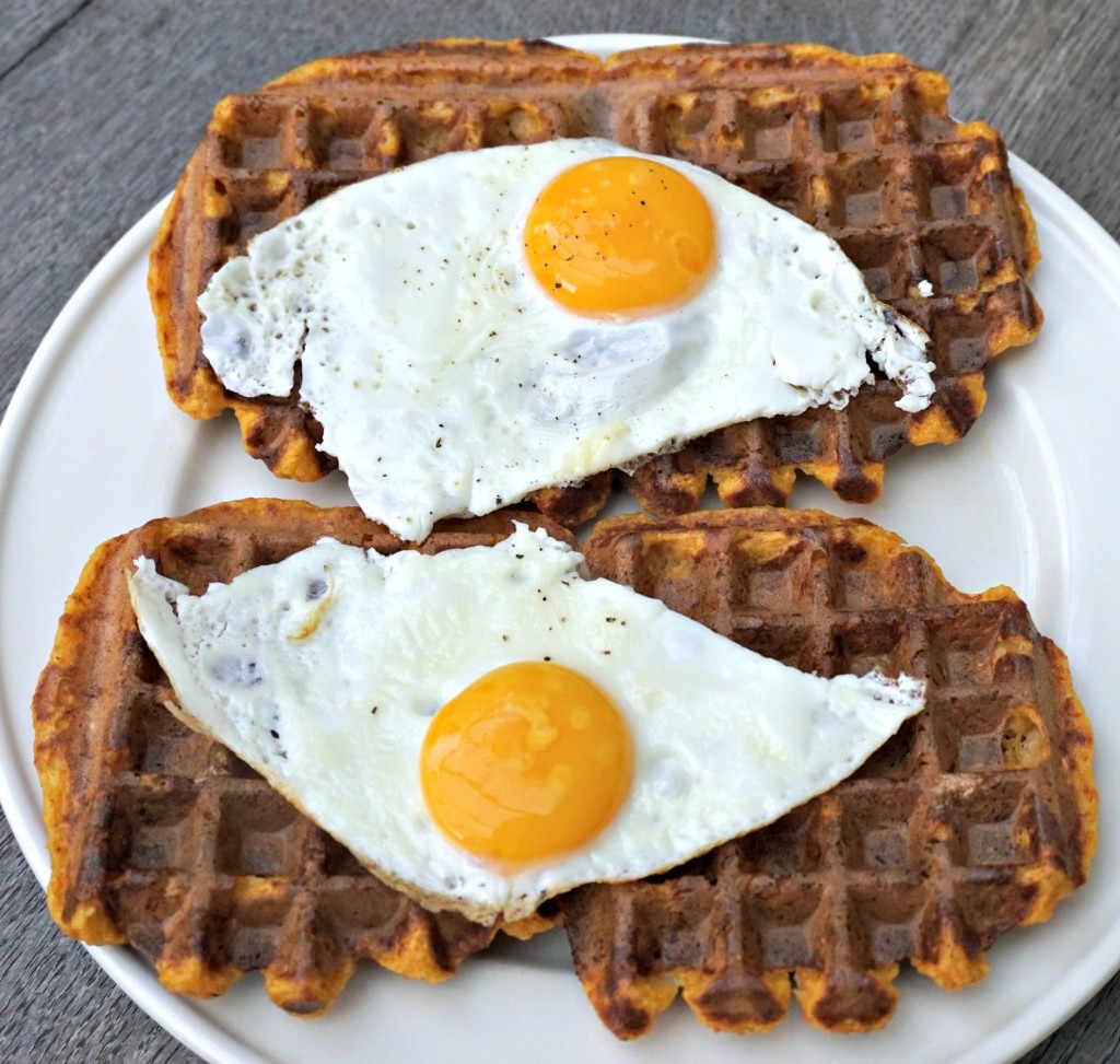 Pumpkin Latke Waffles with eggs