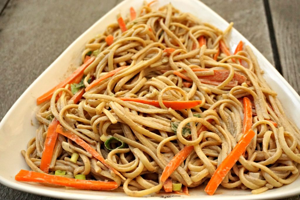 Sesame Noodles with carrots and green onions