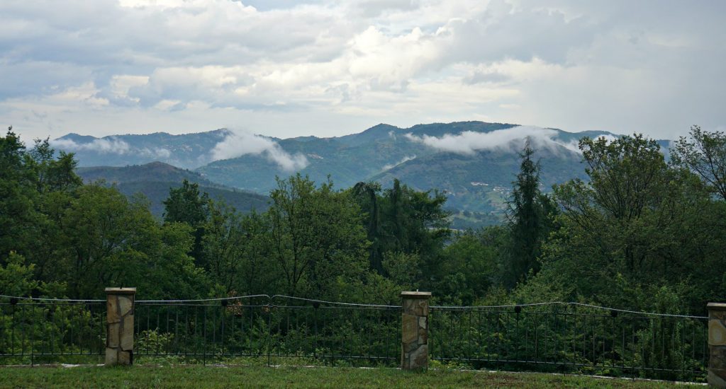 My view of trees and mountains from my home in Gerakas