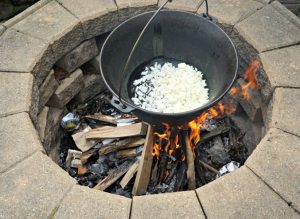 Onions over fire for Hungarian Goulash