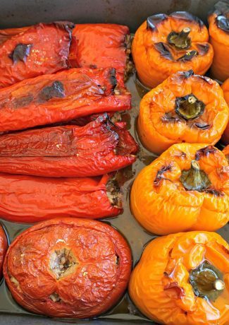 Greek Stuffed Peppers Tomatoes Cooked