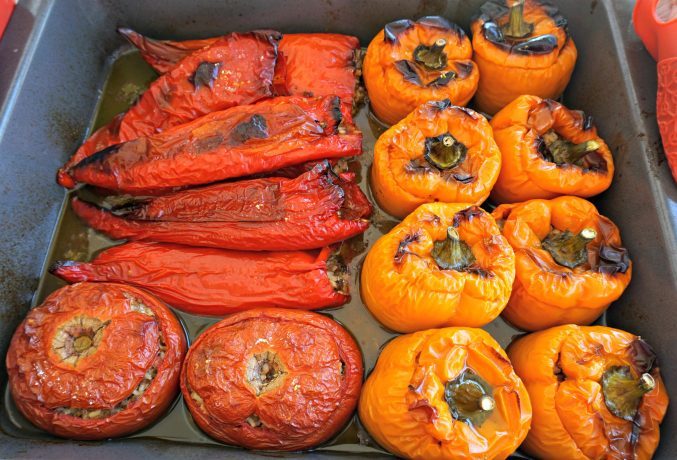 Greek Stuffed Peppers Tomatoes Cooked