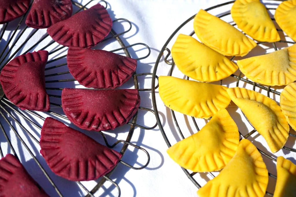 Red Beet Ravioli and Pumpkin Ravioli