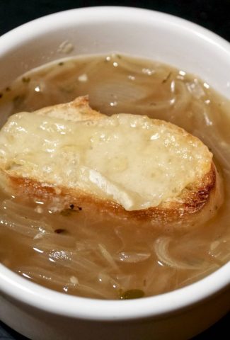 French Onion Soup with toasted cheese
