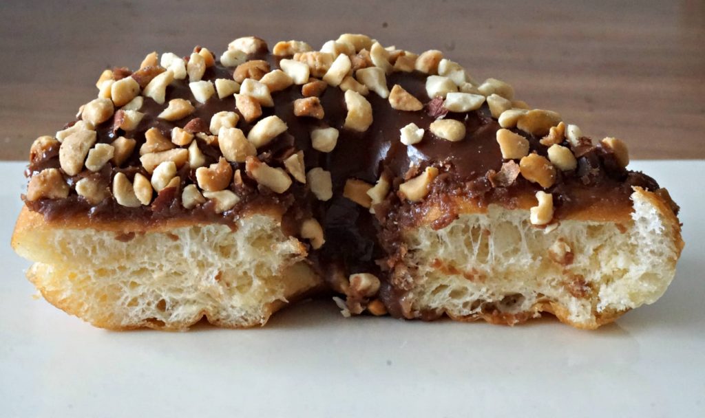Kettle Glazed Doughnuts - Chocolate Glazed Raised Doughnut with Crushed Peanuts