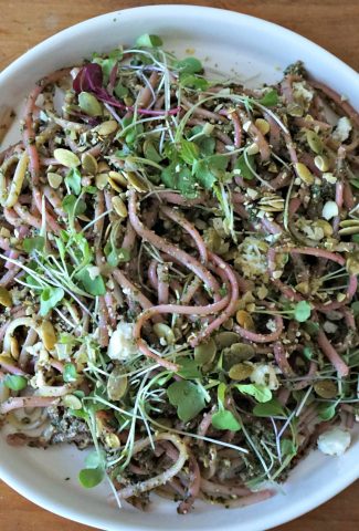 Beet Dandelion Pesto Micro Greens Pumpkin Seeds